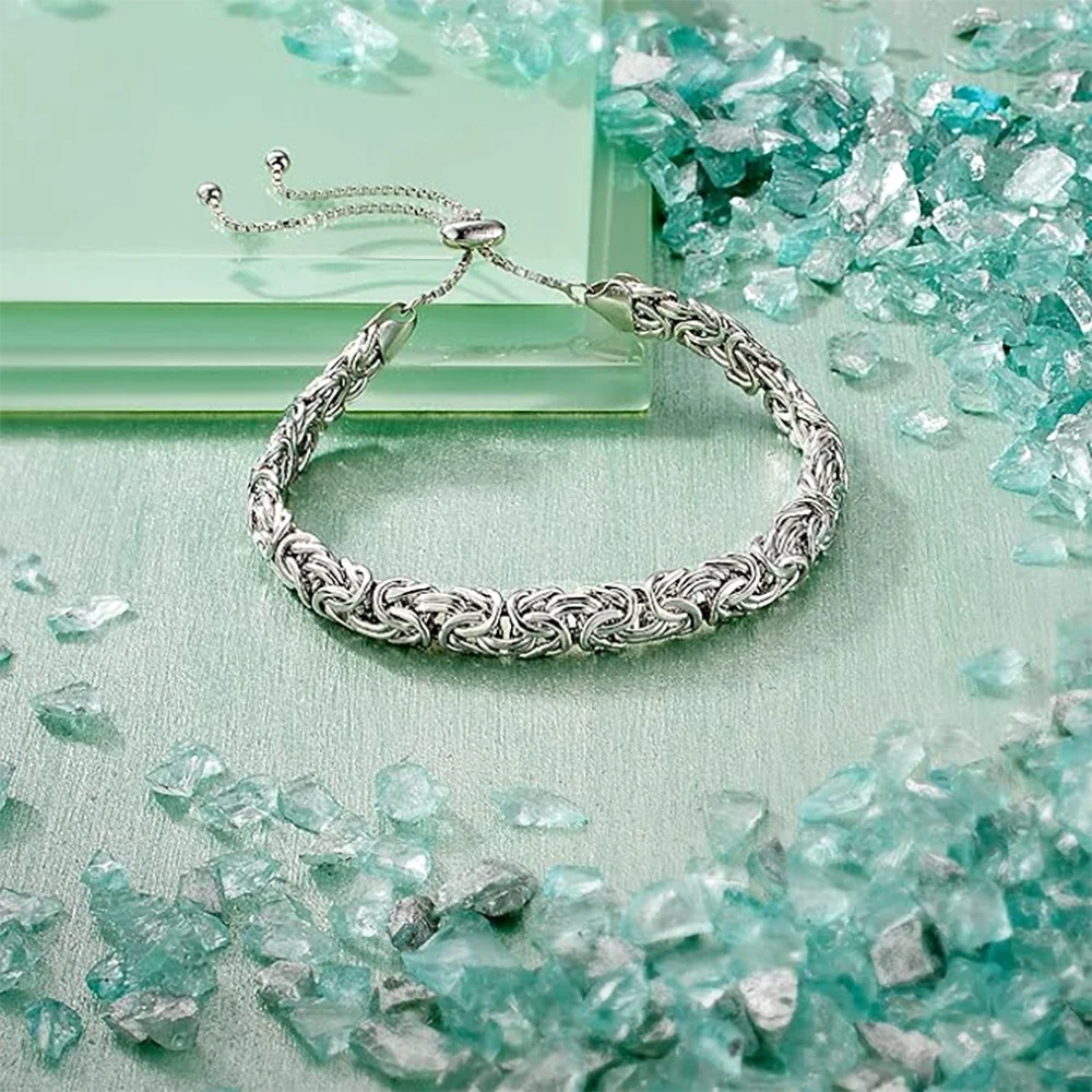 S925 Sterling Silver Byzantine Emperor Chain Bracelet-adjustable