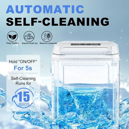 Countertop/Portable Bullet Ice Maker with Ice Scoop, 26.5Lbs/24H, 2 Sizes of Bullet Ice