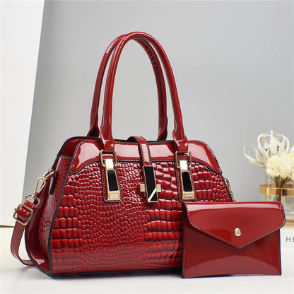 Luxury Brand Crocodile Handbag.  Bright Leather Shoulder Purse. Multiple color options.