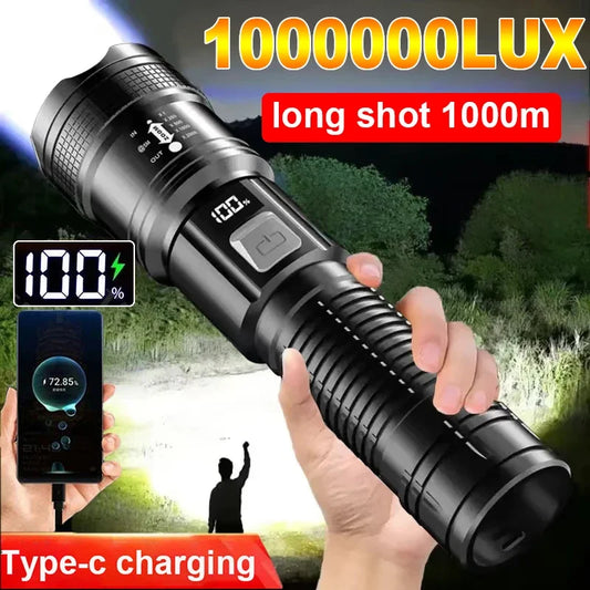 LED High Power Military Tactical Flashlight- Telescopic Zoom Torch Lamp