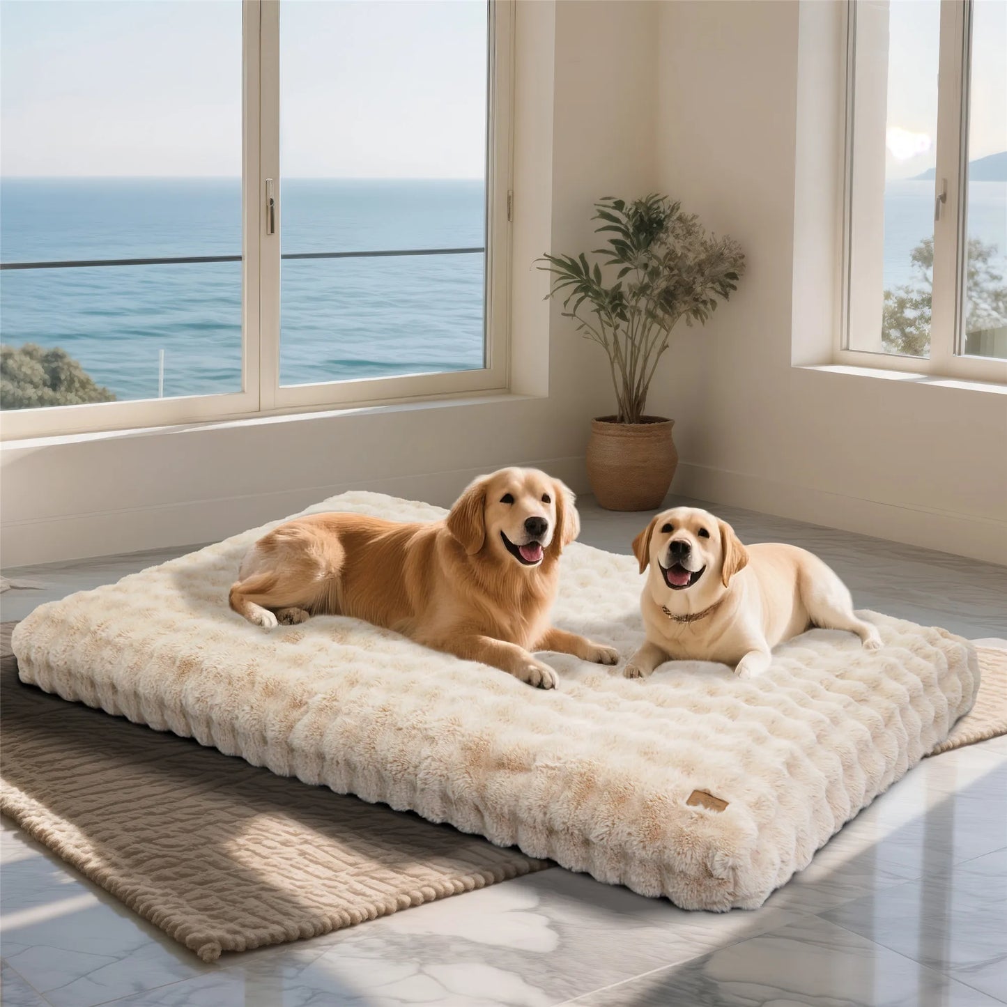 Plush Faux Fur Crate Bed, Washable