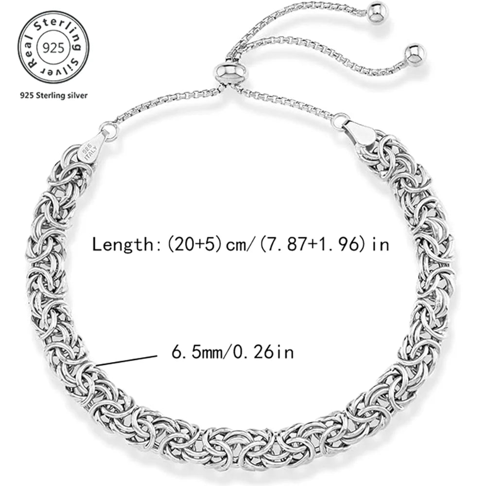 S925 Sterling Silver Byzantine Emperor Chain Bracelet-adjustable