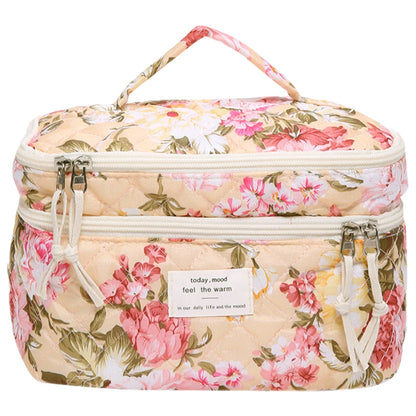 Quilted Makeup Bag- Floral Cosmetic Bag﻿