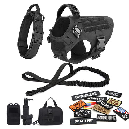 Large Dog Harness - Collar - Leash - Patches -Tactical Dog Accessories