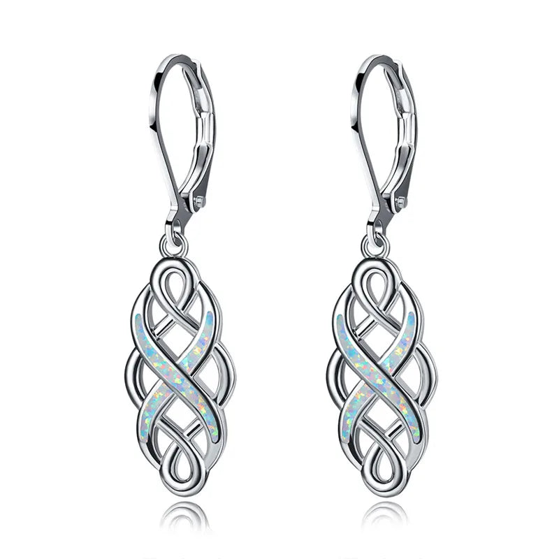 Leaf Imitation Blue Opal Earrings