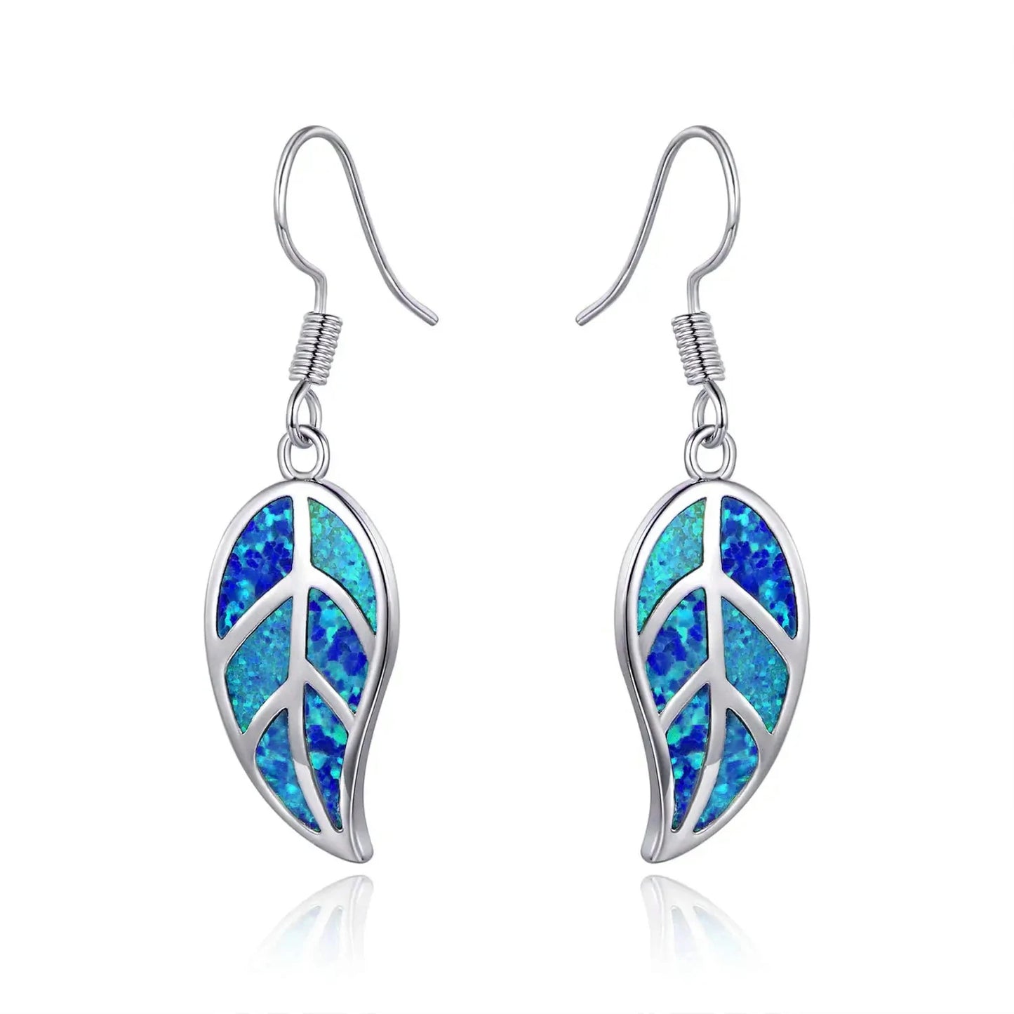 Leaf Imitation Blue Opal Earrings