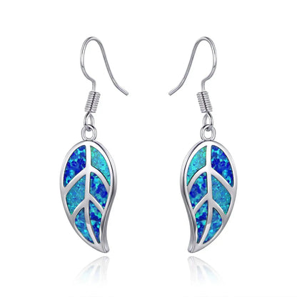 Leaf Imitation Blue Opal Earrings