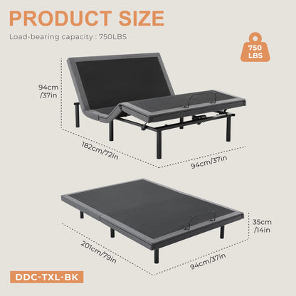 Electric Queen Size Bed Ergonomic Adjustable Bed Frame with Wireless Remote- Zero Gravity Bed with 2 USB Ports