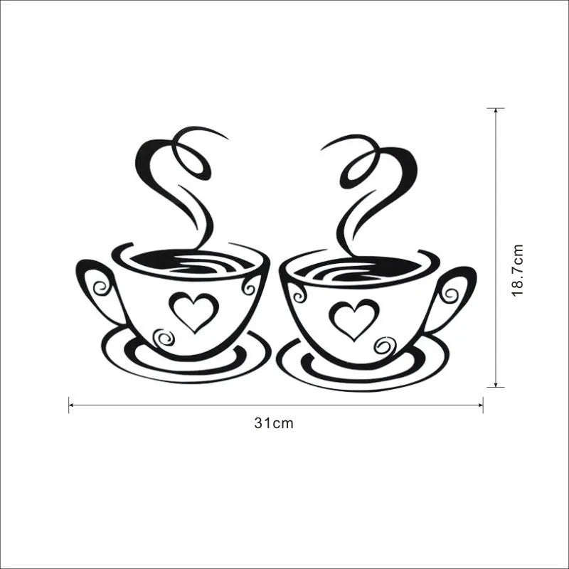 Coffee Cup Pattern Wall Stickers - Self-adhesive