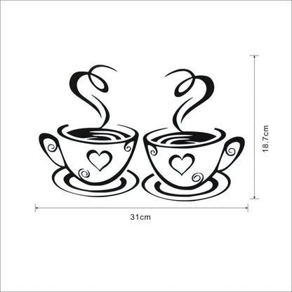 Coffee Cup Pattern Wall Stickers - Self-adhesive