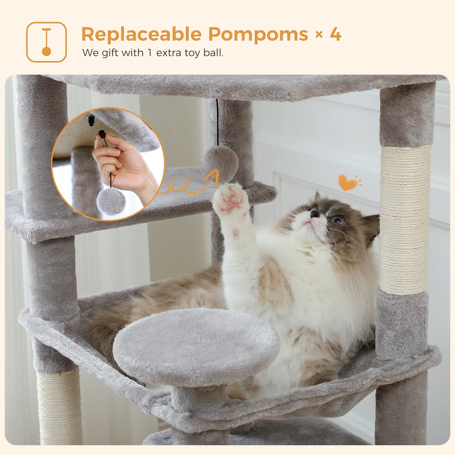 184cm Large Cat Tree and Tower-Hammock