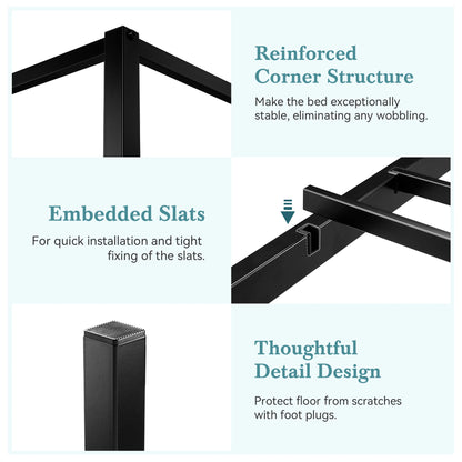 Canopy Bed Framer, 3-Metal Crossbar, No Box Spring Needed