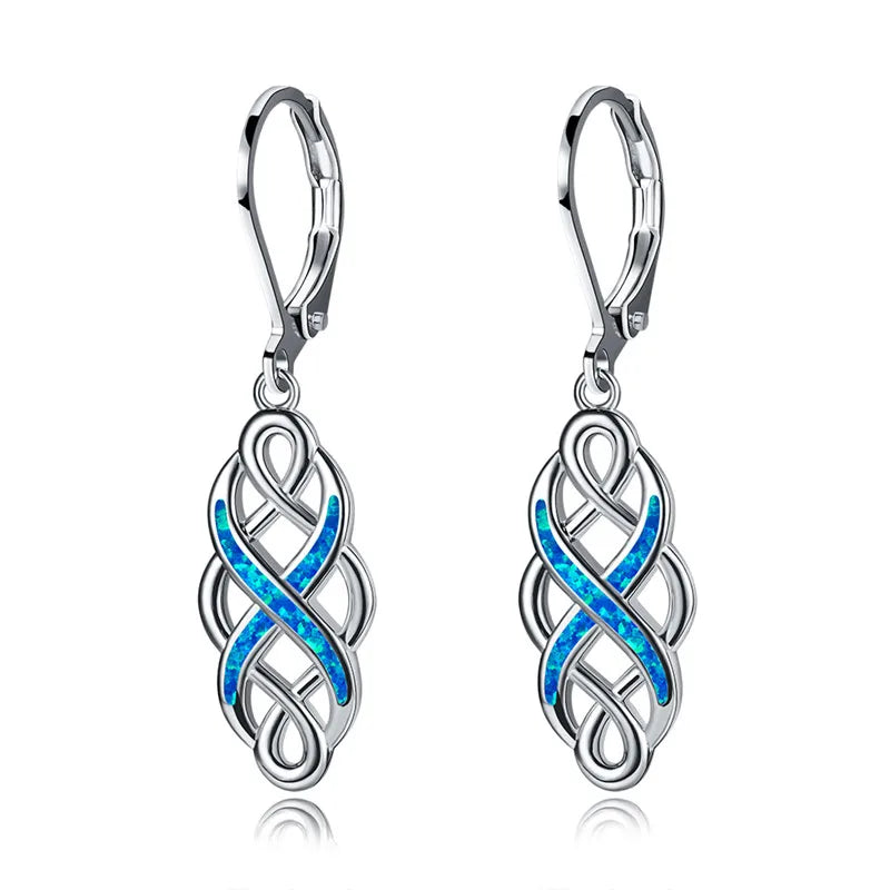 Leaf Imitation Blue Opal Earrings