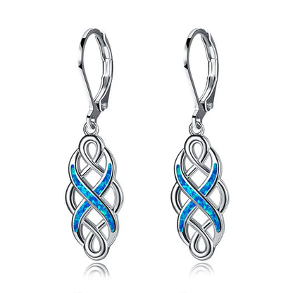 Leaf Imitation Blue Opal Earrings