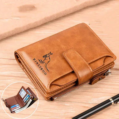 Leather Men's Wallet - RFID Card Holder -  Zipper Coin holder - Billfold