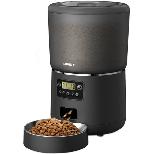 4L Automatic smart pet feeder with stainless steel bowl- Customize healthy food 1-9 portions.