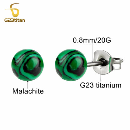 Charming Malachite Stone Stud Earrings