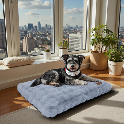 Plush Faux Fur Crate Bed, Washable