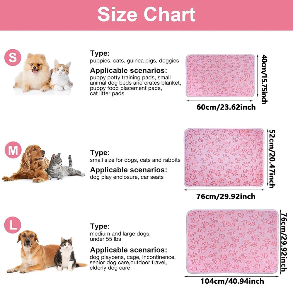 1pcs Ultra-Soft Paw Print Dog Blankets - Machine Washable, Cozy Pet Pillow Pads for Indoor & Outdoor Use