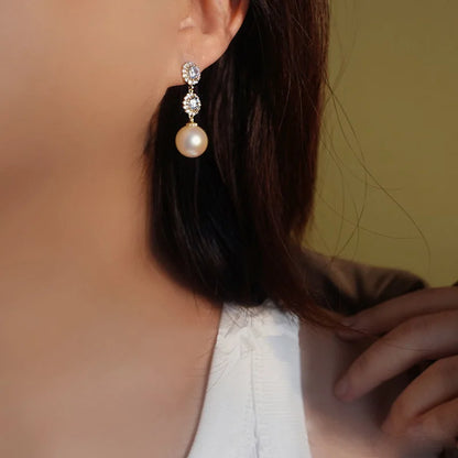 Stud Earrings - Elegant Imitation Pearl - Crystal Zircon Earrings