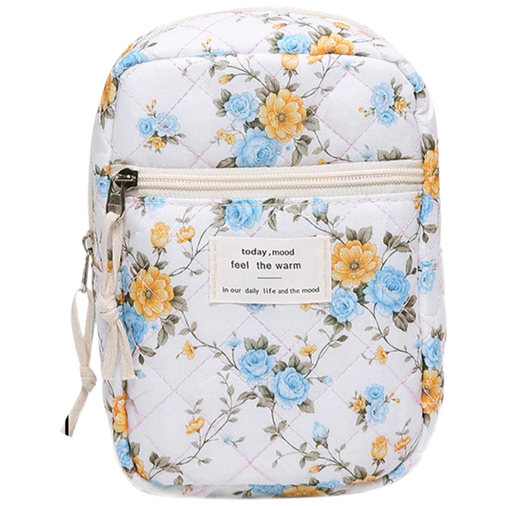 Quilted Makeup Bag- Floral Cosmetic Bag﻿