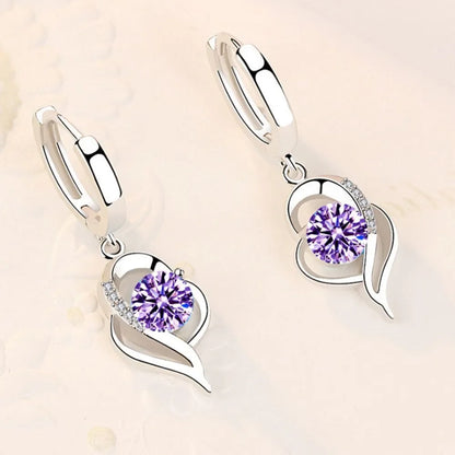 925 Sterling Silver - High Quality Earrings in Blue - Pink - Purple- Crystal Zircon