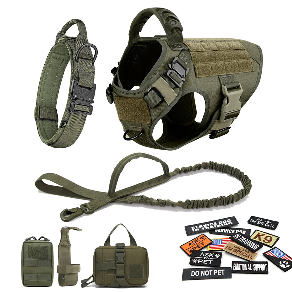 Large Dog Harness - Collar - Leash - Patches -Tactical Dog Accessories
