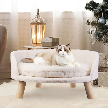 Ultra Soft Elevated Pet Sofa-Bed with Removable Waterproof Padded Cushion