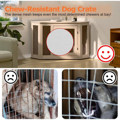 Wooden Corner Dog Crate 52"