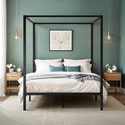 Canopy Bed Framer, 3-Metal Crossbar, No Box Spring Needed