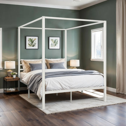 Canopy Bed Framer, 3-Metal Crossbar, No Box Spring Needed