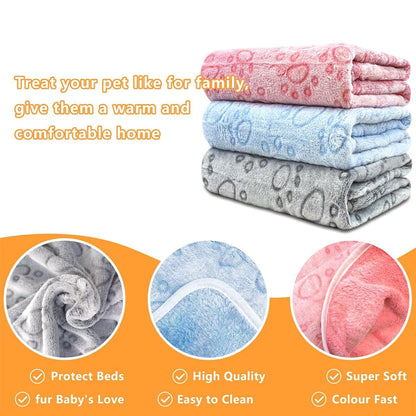 1pcs Ultra-Soft Paw Print Dog Blankets - Machine Washable, Cozy Pet Pillow Pads for Indoor & Outdoor Use