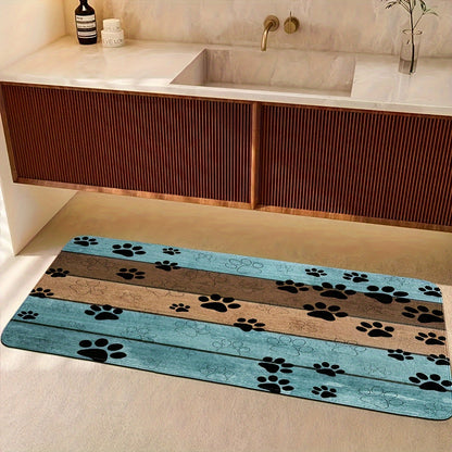 Quick-Dry Dog Paw Print Door Mat- Soft & Absorbent